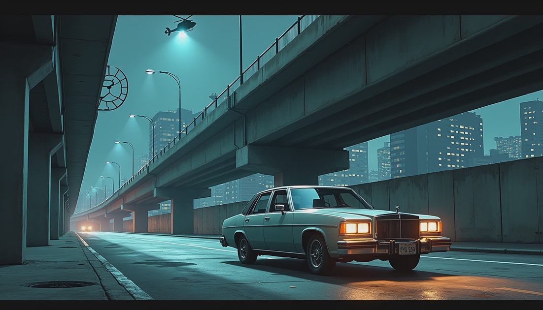 Concept illustration of a vehicle sheltered beneath an elevated road
