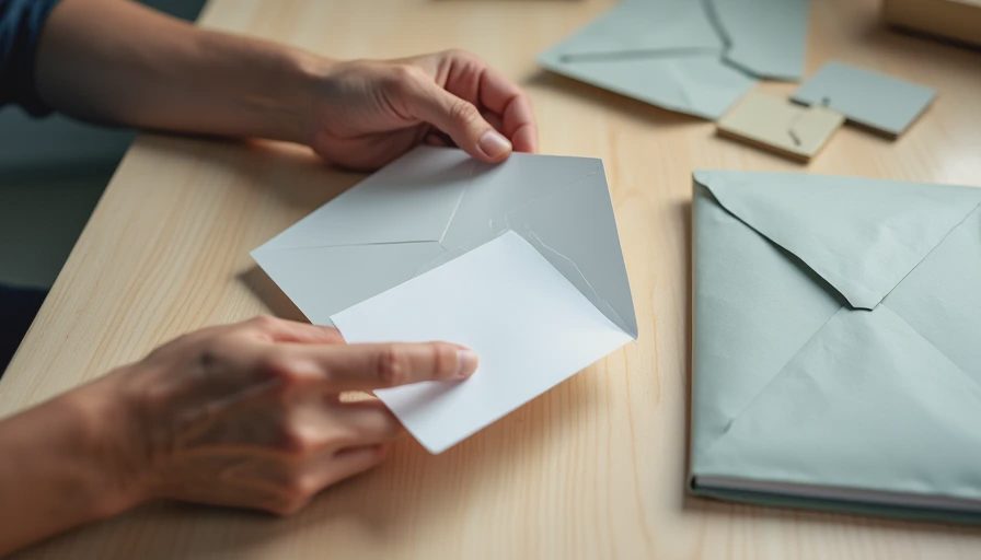 Hands removing a face-down redemption card from an unbranded envelope.